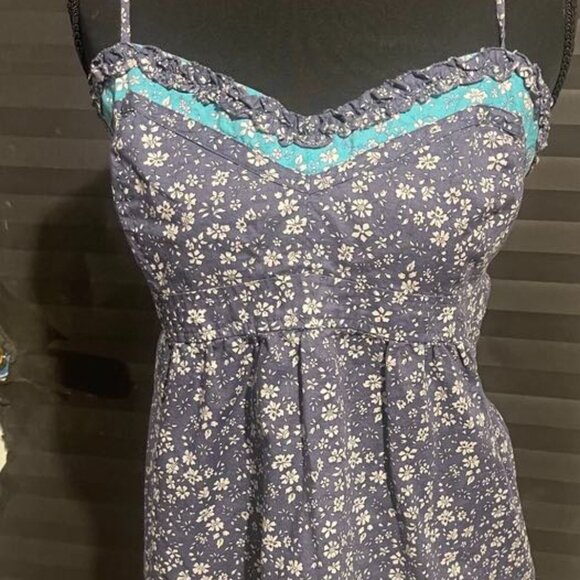 AEO‎ Large mixed floral print babydoll spaghetti straps tank Y2K - Picture 1 of 6